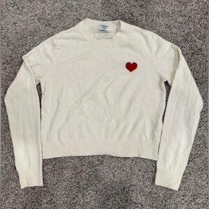 Sunday Best Cream Crewneck Sweater Heart Alpaca/Wool/Viscose